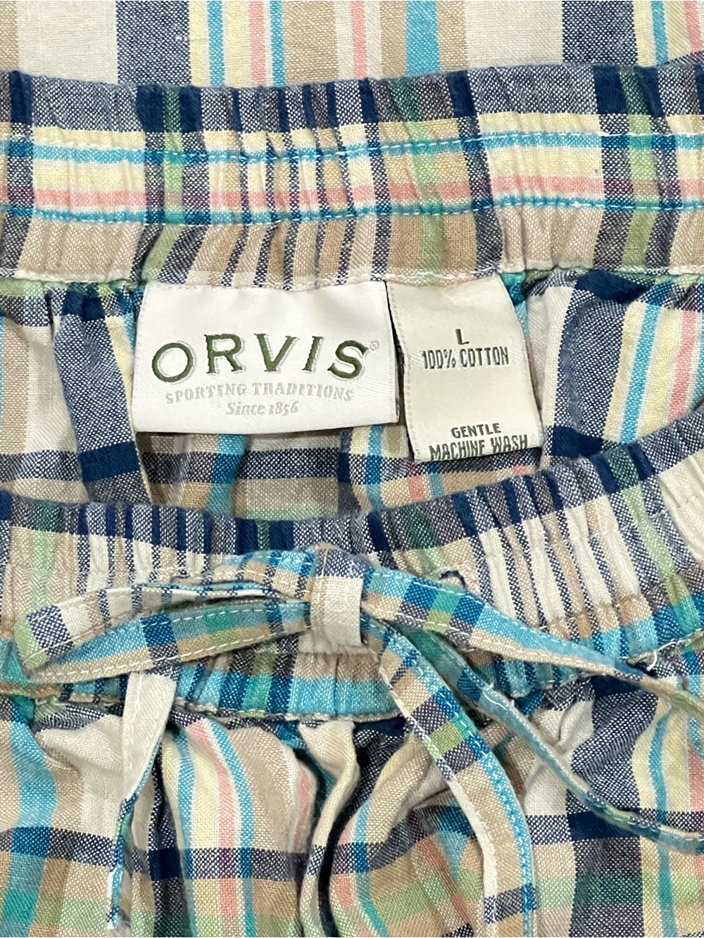 Orvis Navy Sage Tan Plaid Midi Skirt Size Large - Picture 8 of 10